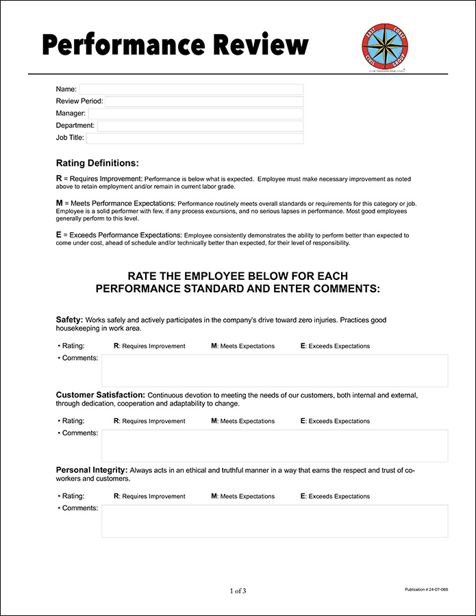 Performance Evaluation Form